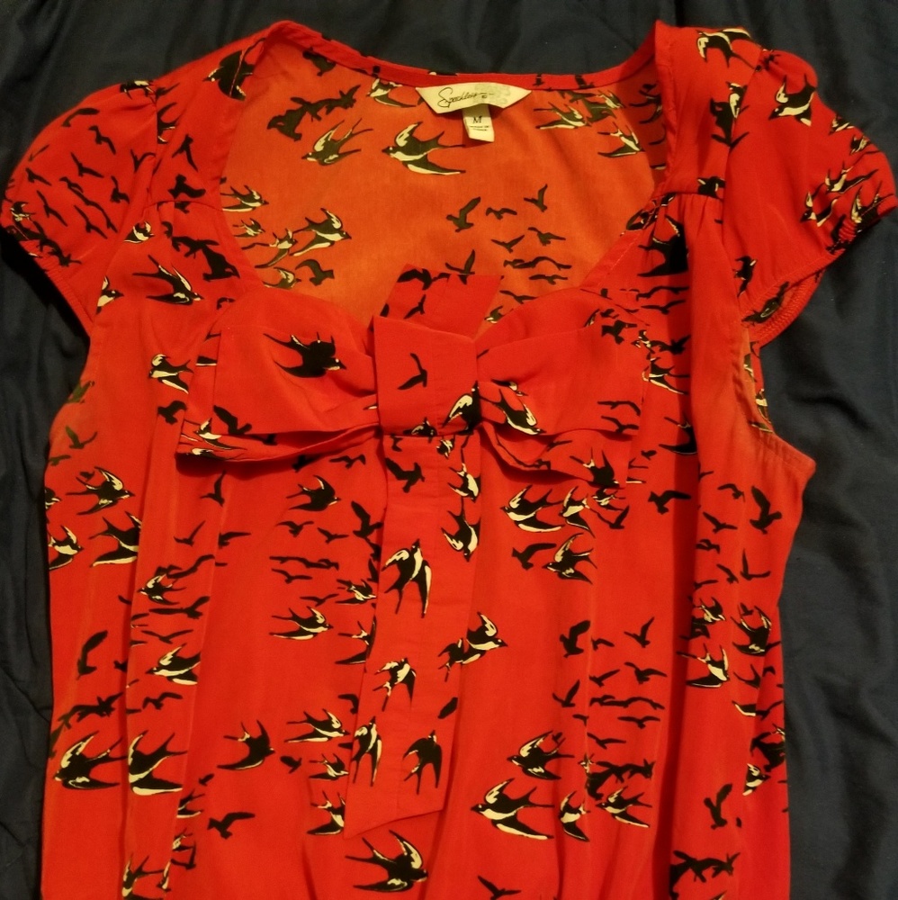 Red Patterned Blouse